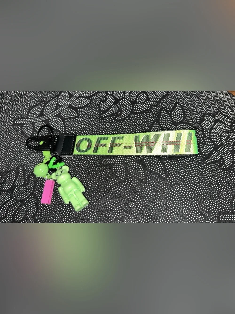 Off-White Neon Green Logo Key & Card Holder Strap